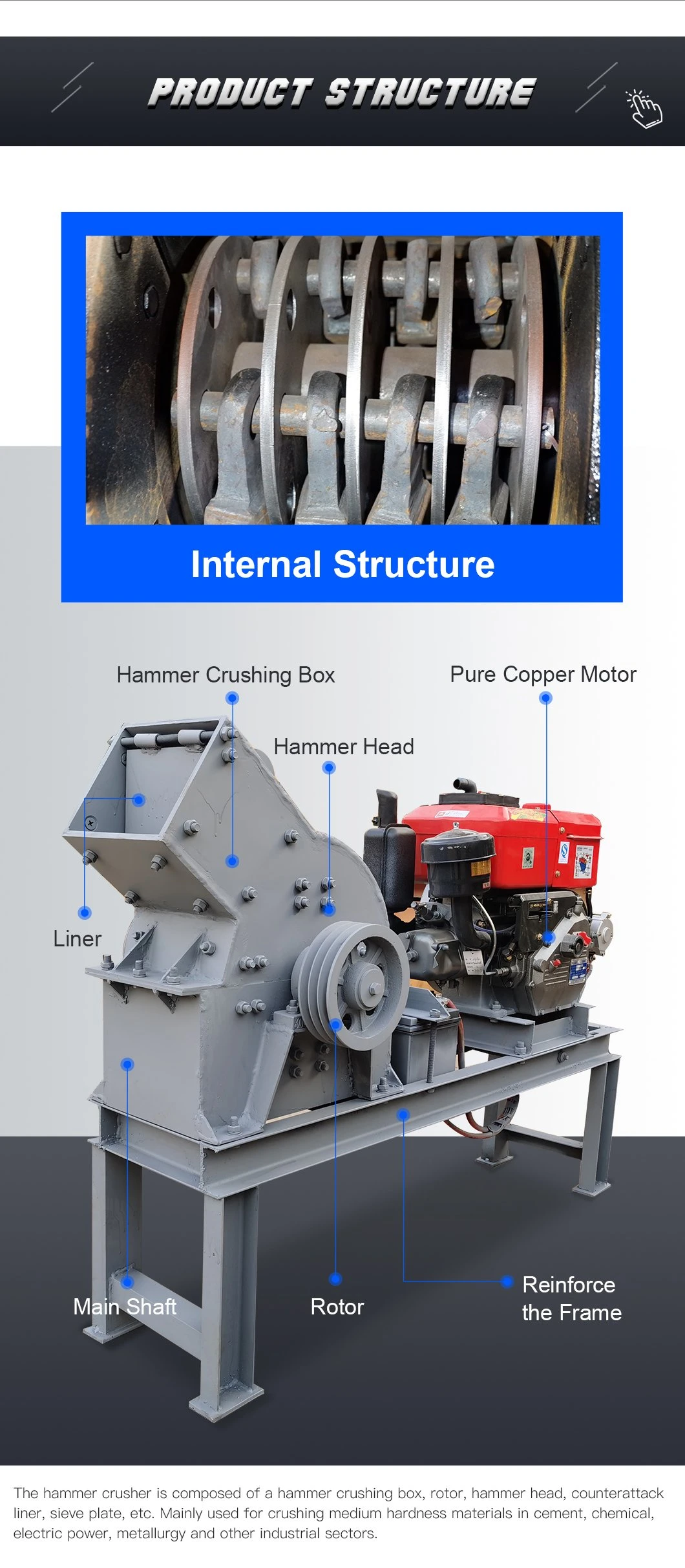 PC200*300 High Efficiency Mining Machinery/Stone Crusher/Hammer Crusher/Secondary Crushing Machinery/Glass Bottle Crusher Price/Gravel Crusher